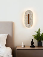 Applique murale moderne Barclay en Travertin jaune et noyer