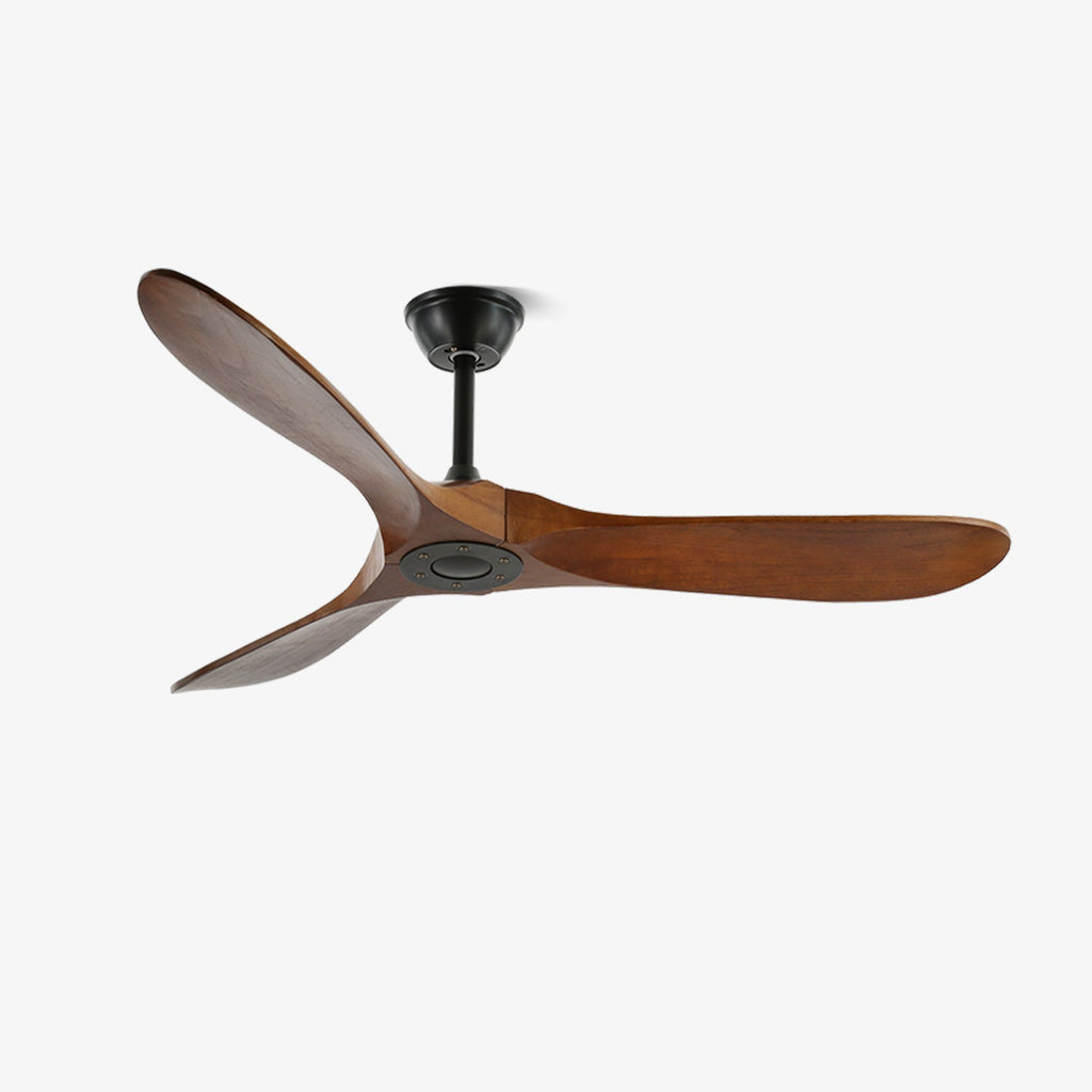 Ventilateur de plafond moderne Toke en Grain bois noyer et noir