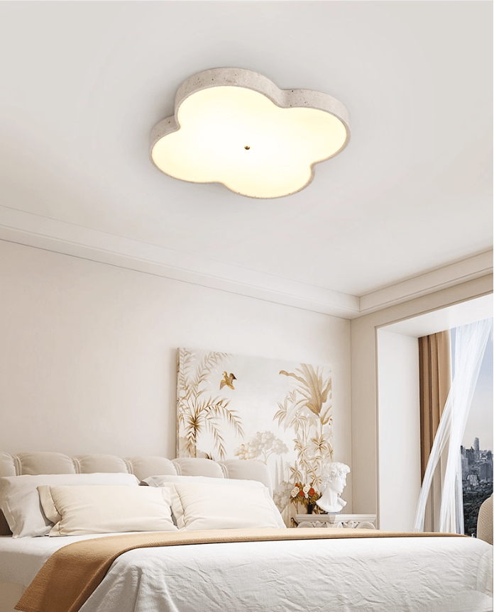 Plafonnier moderne Boyd en Travertin jaune et blanc