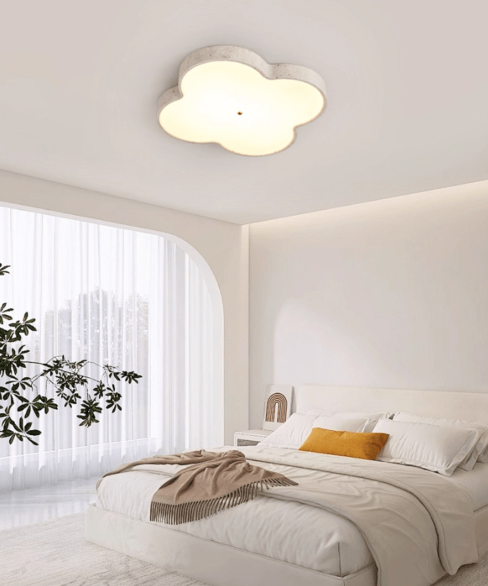 Plafonnier moderne Boyd en Travertin jaune et blanc