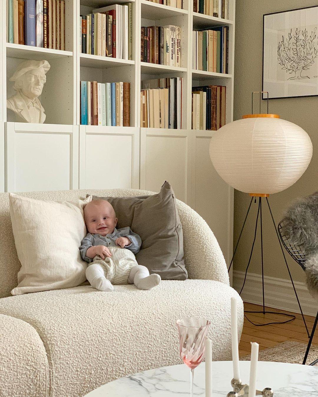 Lampadaire moderne Cyril en papier Blanc