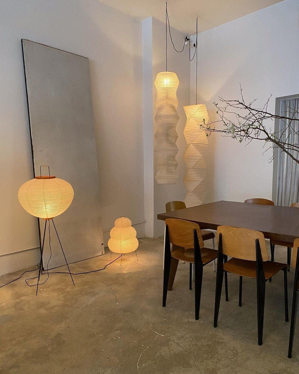 Lampadaire moderne Cyril en papier Blanc