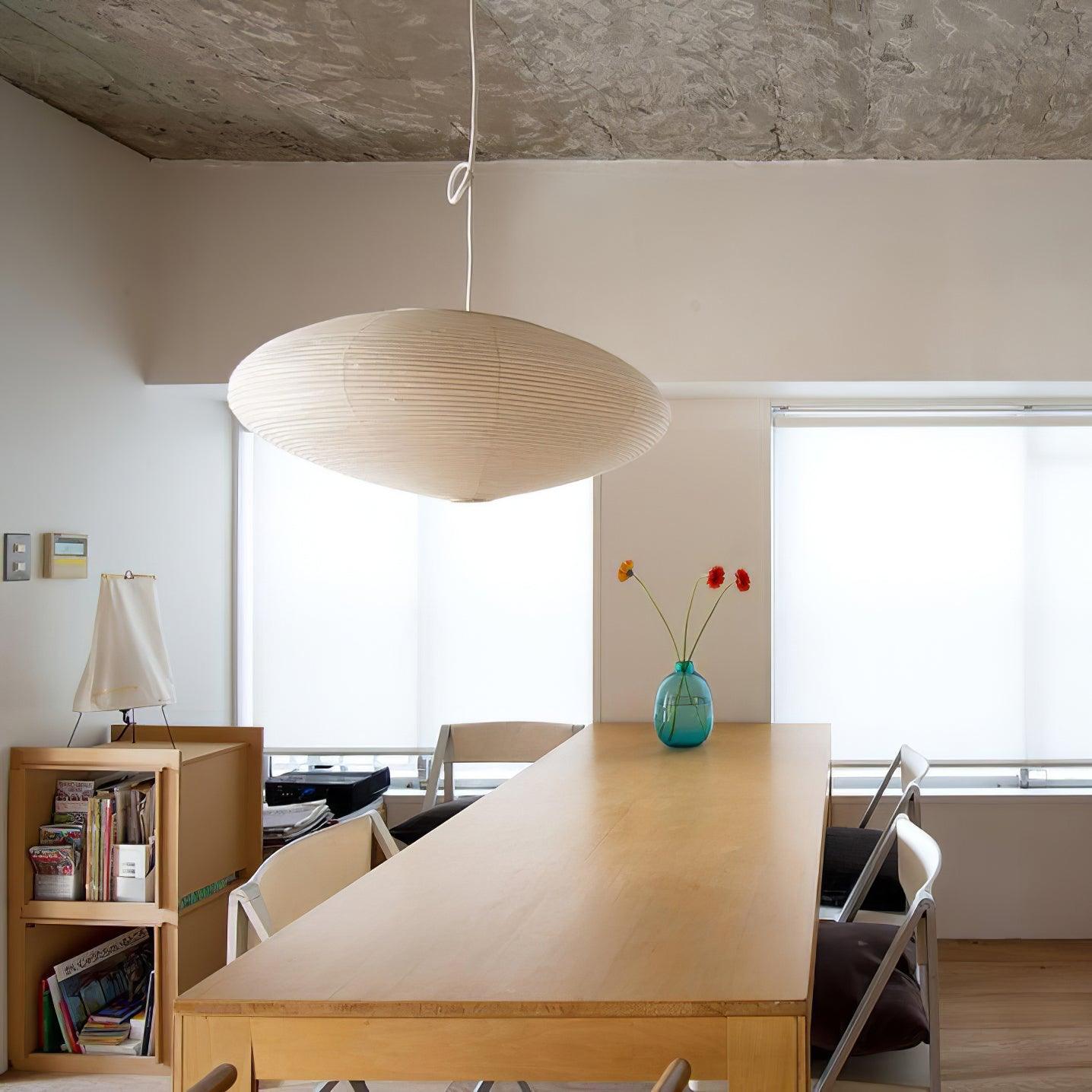 Suspension moderne Ove en papier Blanc et blanc câble