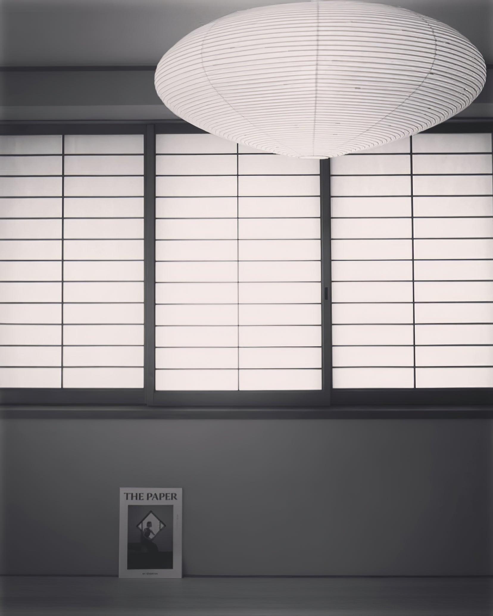 Suspension moderne Ove en papier Blanc et noir câble