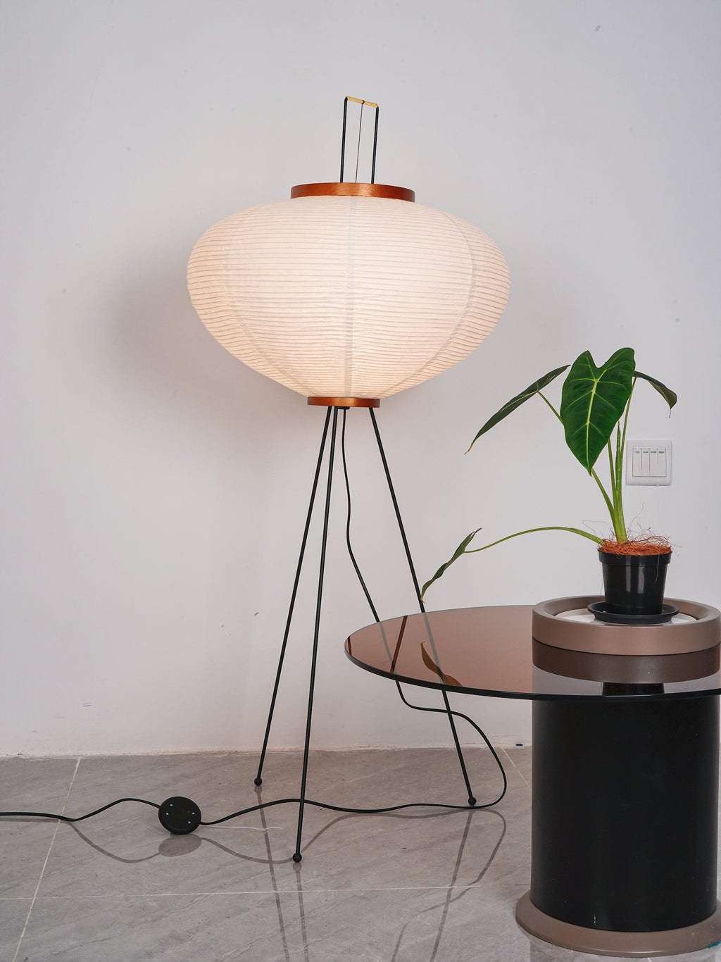 Lampadaire moderne Cyril en papier Blanc