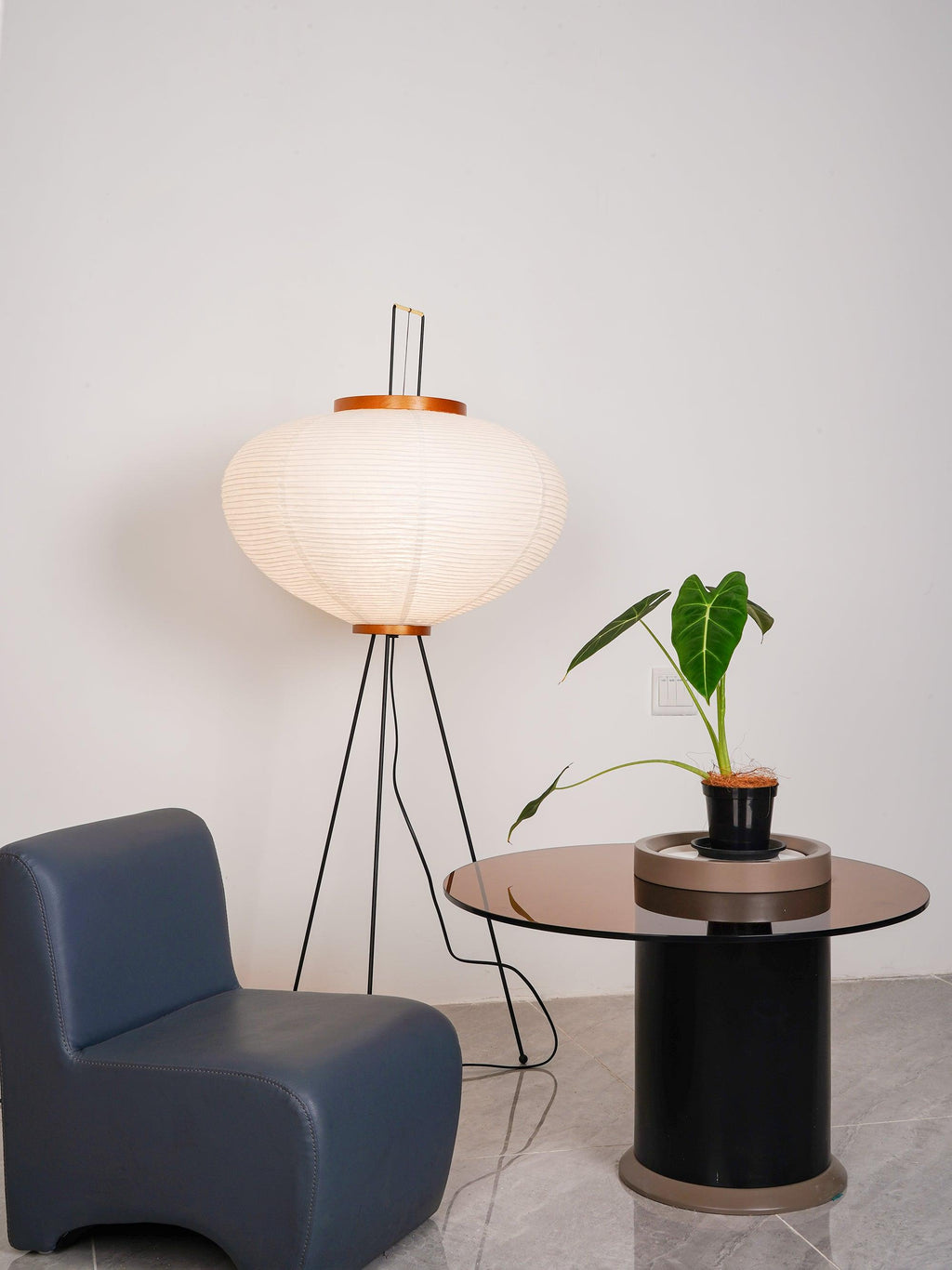 Lampadaire moderne Cyril en papier Blanc