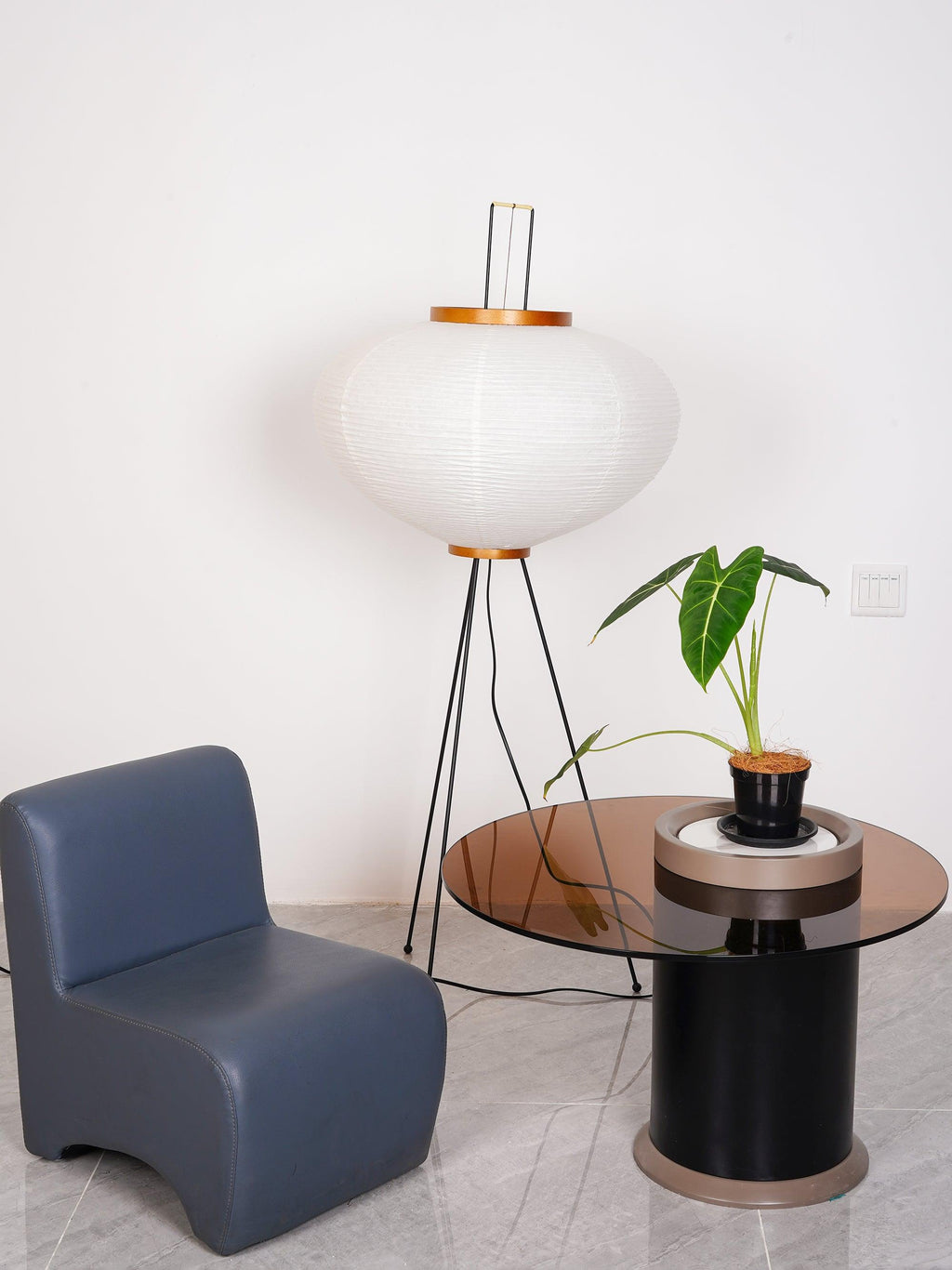 Lampadaire moderne Cyril en papier Blanc