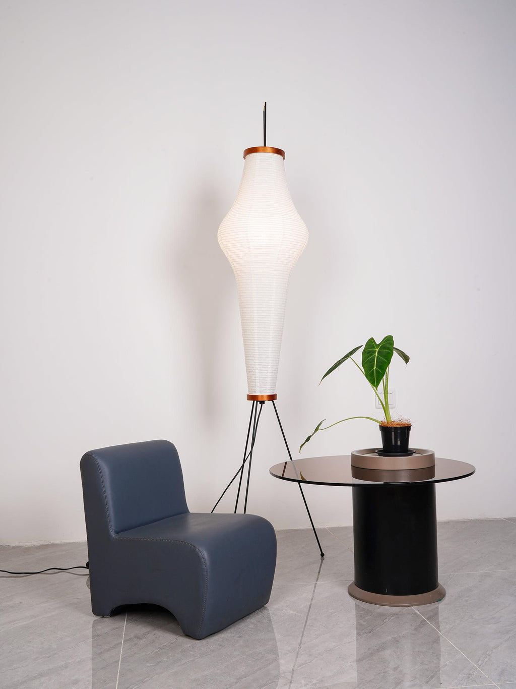 Lampadaire moderne Cyril en papier Blanc