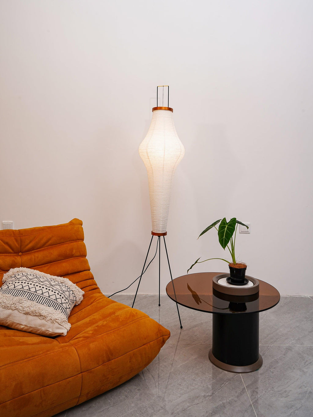Lampadaire moderne Cyril en papier Blanc