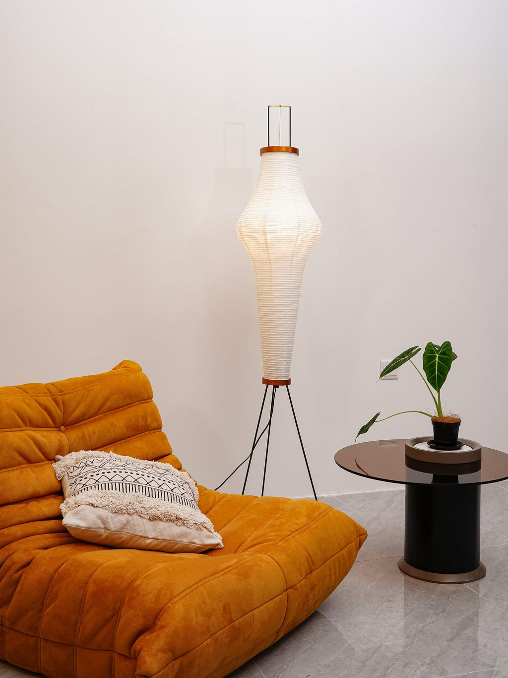 Lampadaire moderne Cyril en papier Blanc