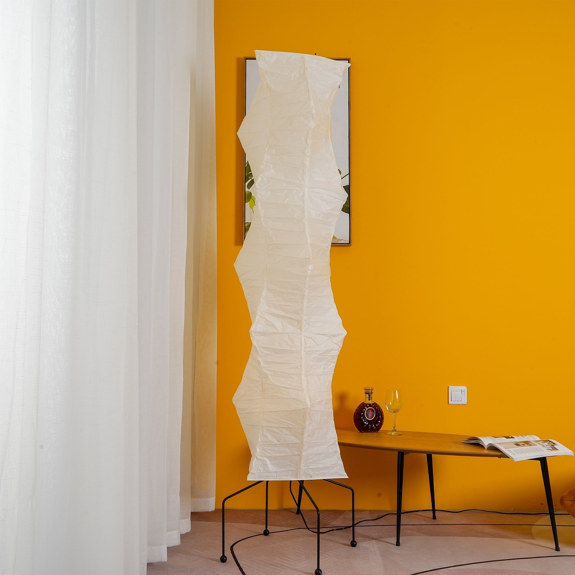 Lampadaire moderne Cyril en papier Blanc