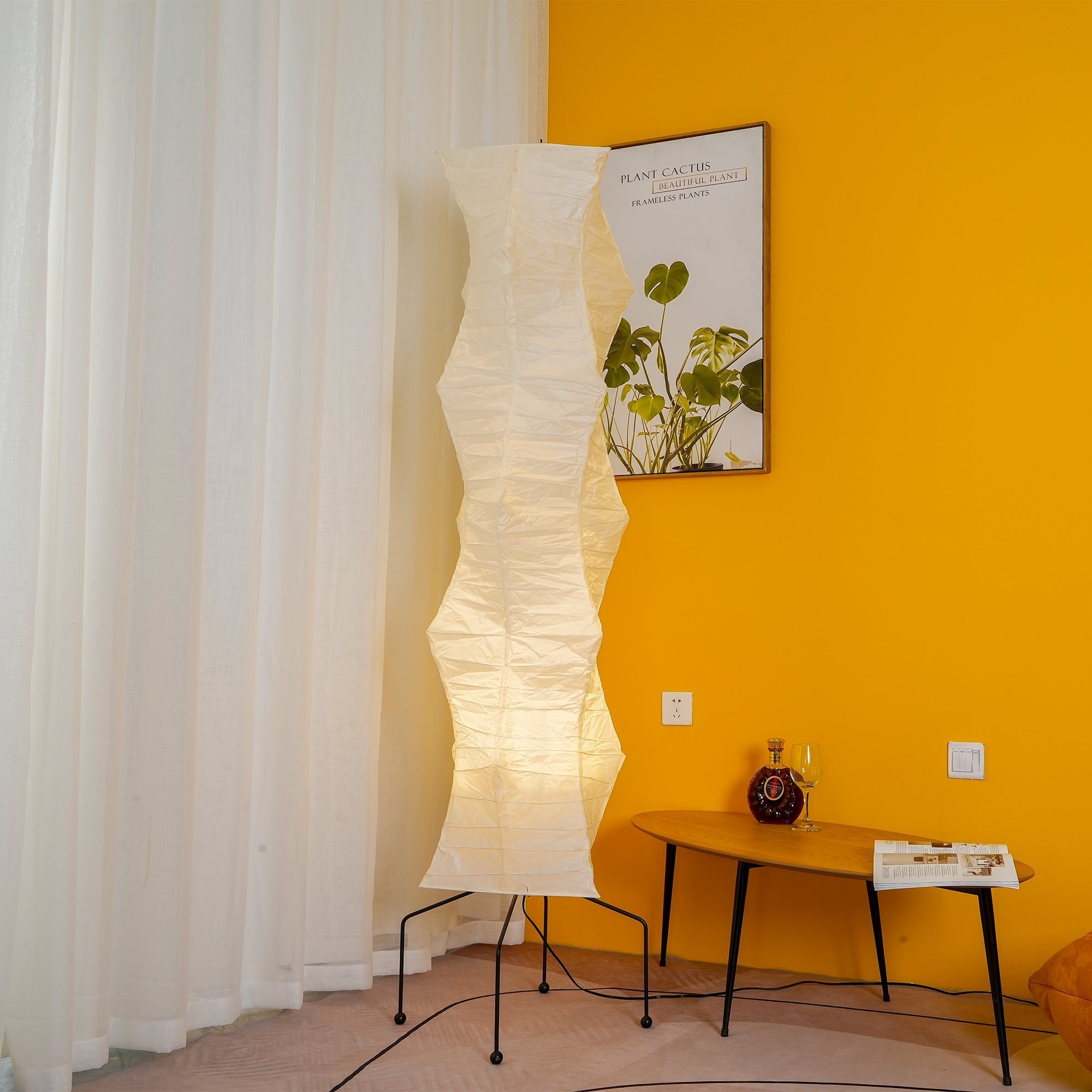Lampadaire moderne Cyril en papier Blanc
