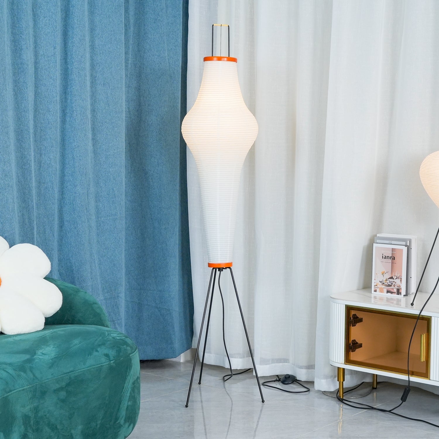 Lampadaire moderne Cyril en papier Blanc