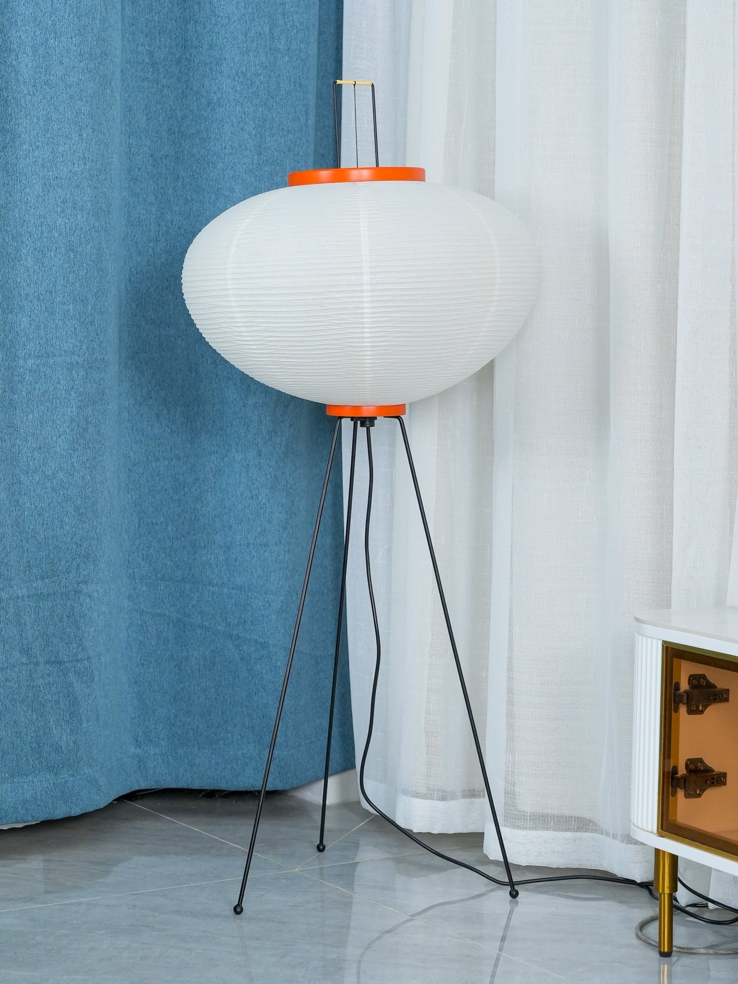 Lampadaire moderne Cyril en papier Blanc