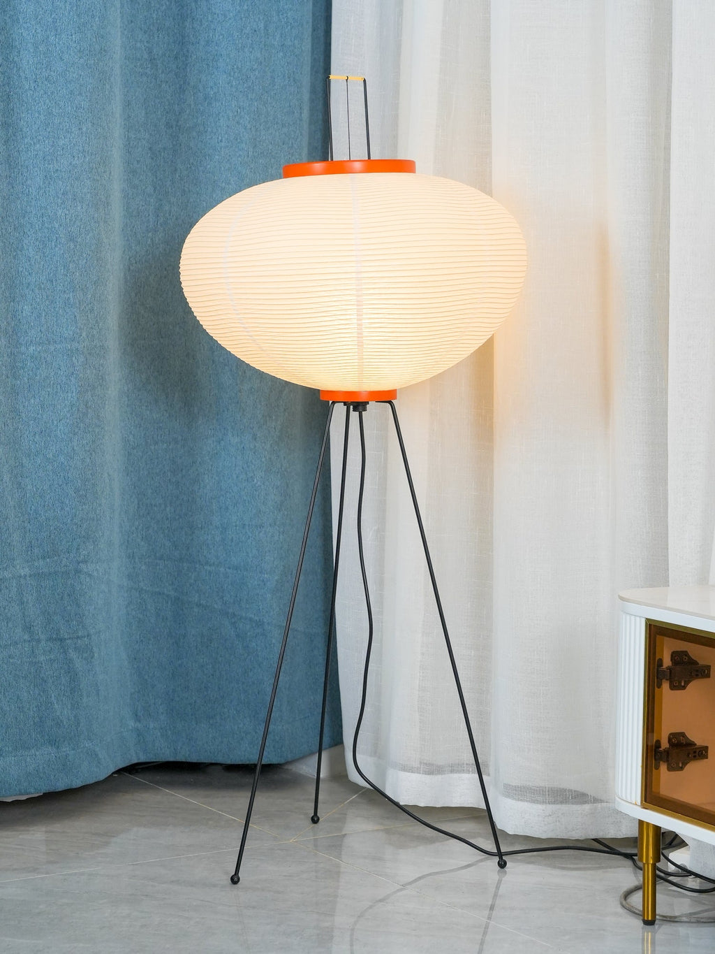 Lampadaire moderne Cyril en papier Blanc