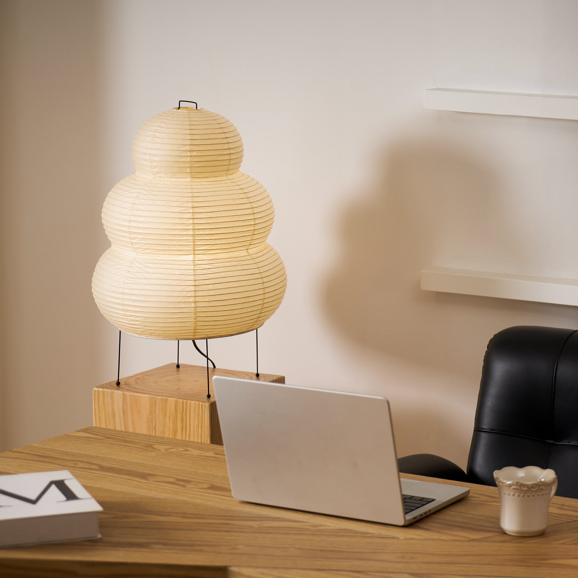 Lampe à poser moderne Fleming en papier Blanc