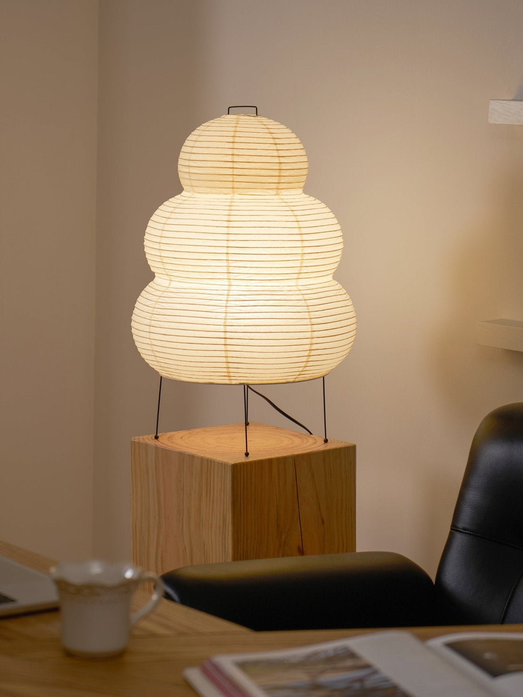 Lampe à poser moderne Fleming en papier Blanc