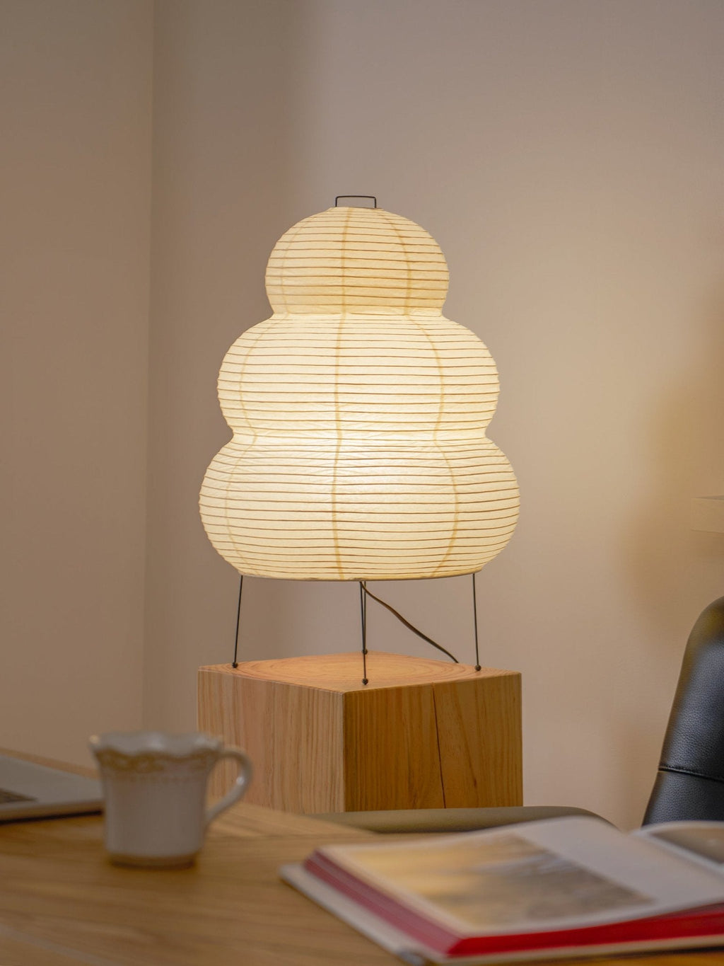 Lampe à poser moderne Fleming en papier Blanc