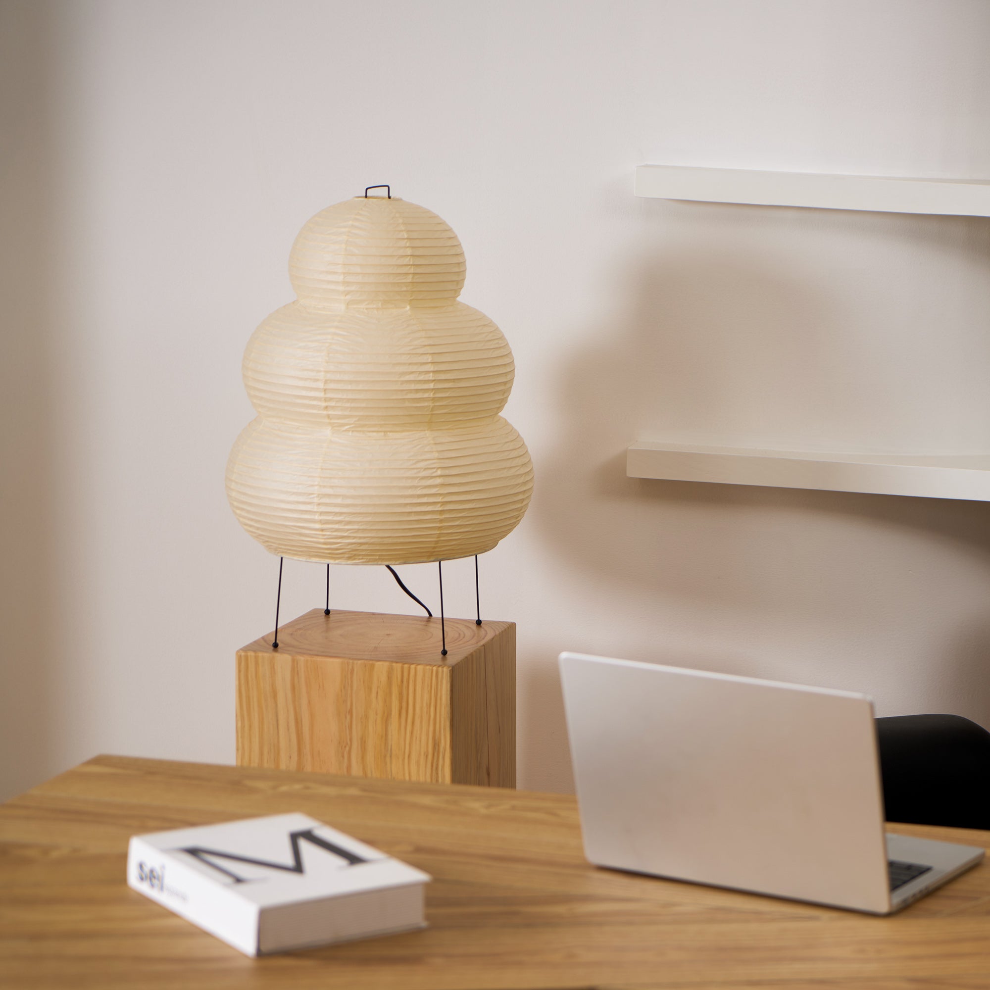 Lampe à poser moderne Fleming en papier Blanc