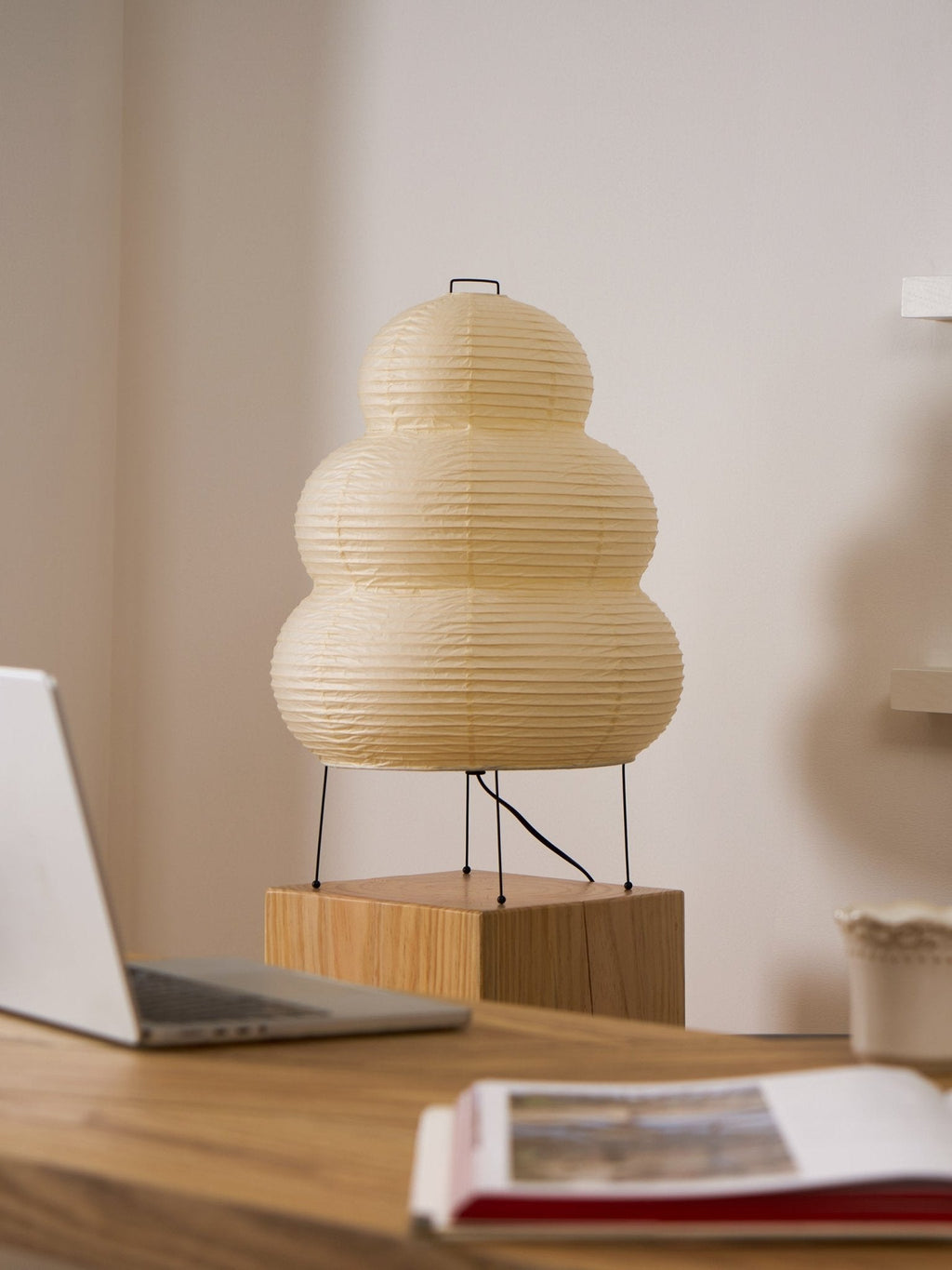 Lampe à poser moderne Fleming en papier Blanc