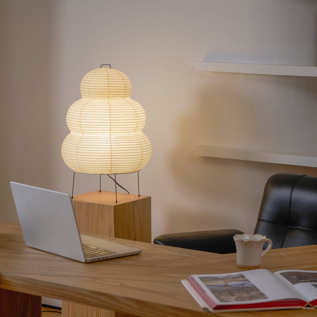 Lampe à poser moderne Fleming en papier Blanc