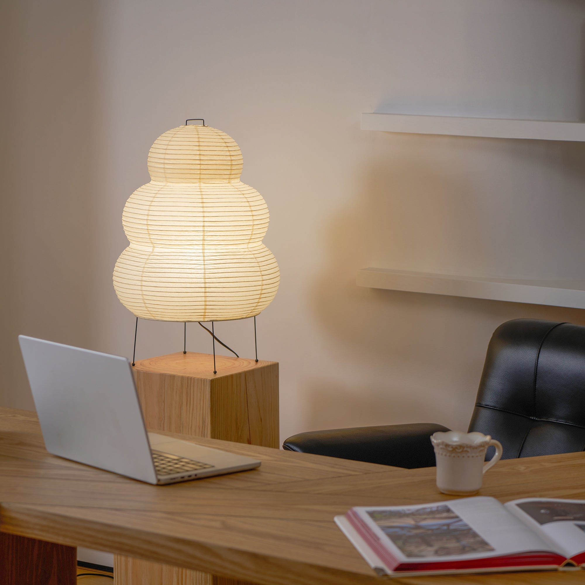 Lampe à poser moderne Fleming en papier Blanc