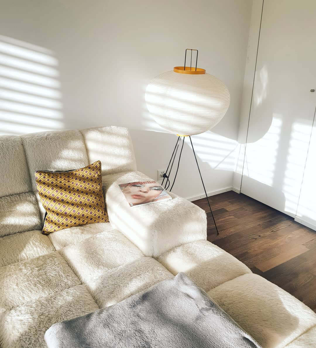 Lampadaire moderne Cyril en papier Blanc