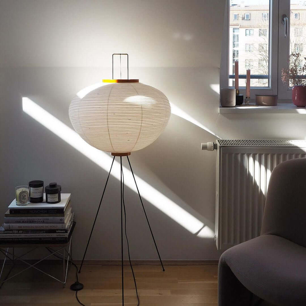Lampadaire moderne Cyril en papier Blanc
