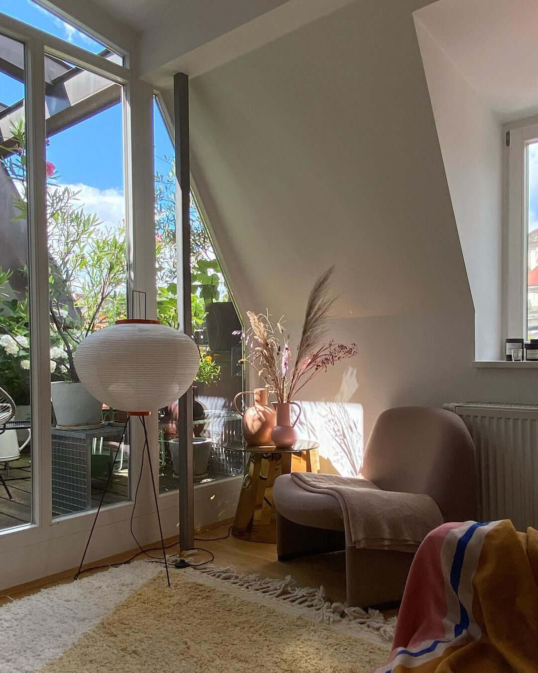 Lampadaire moderne Cyril en papier Blanc