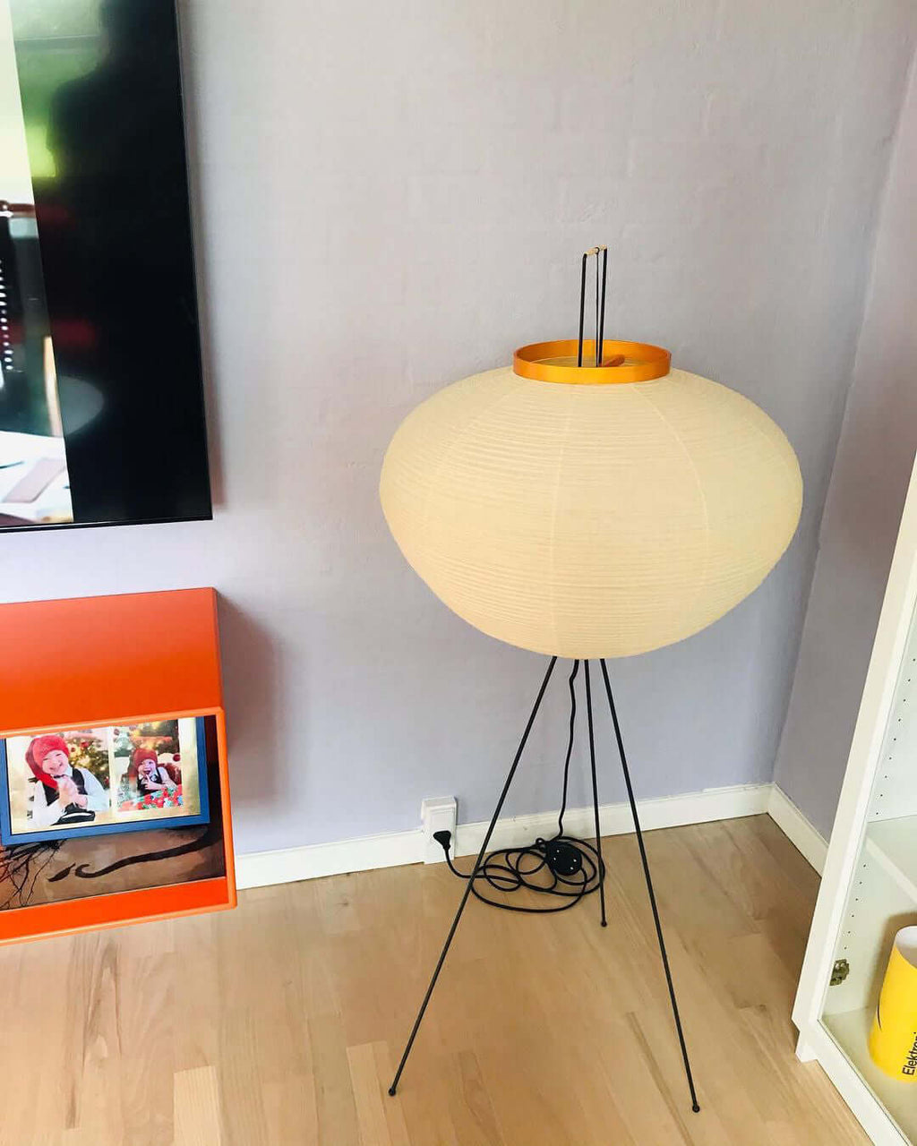 Lampadaire moderne Cyril en papier Blanc
