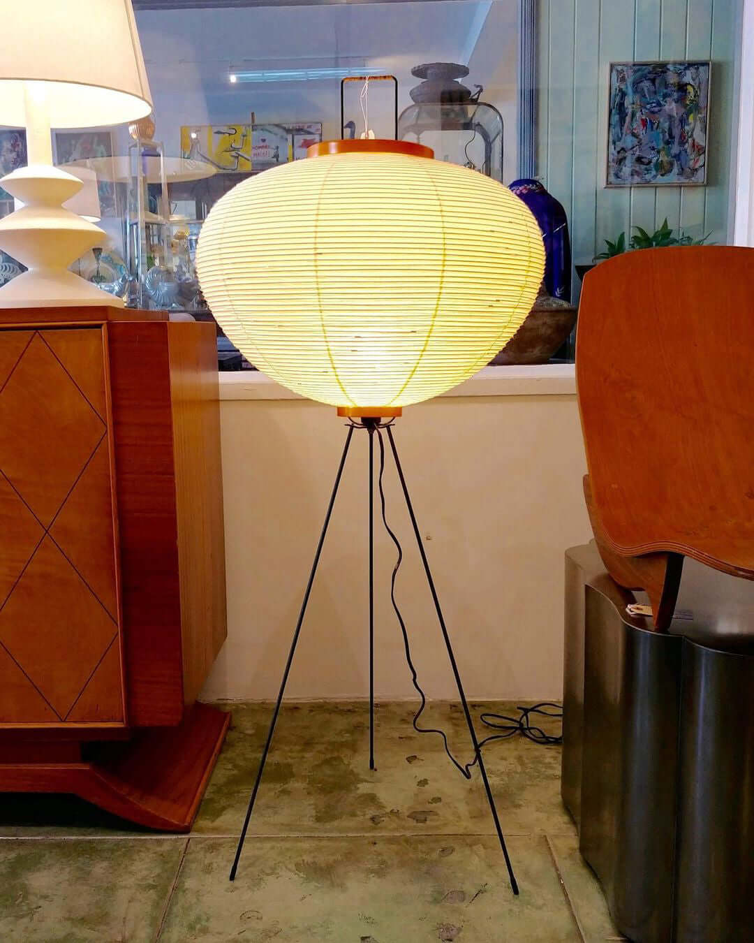 Lampadaire moderne Cyril en papier Blanc