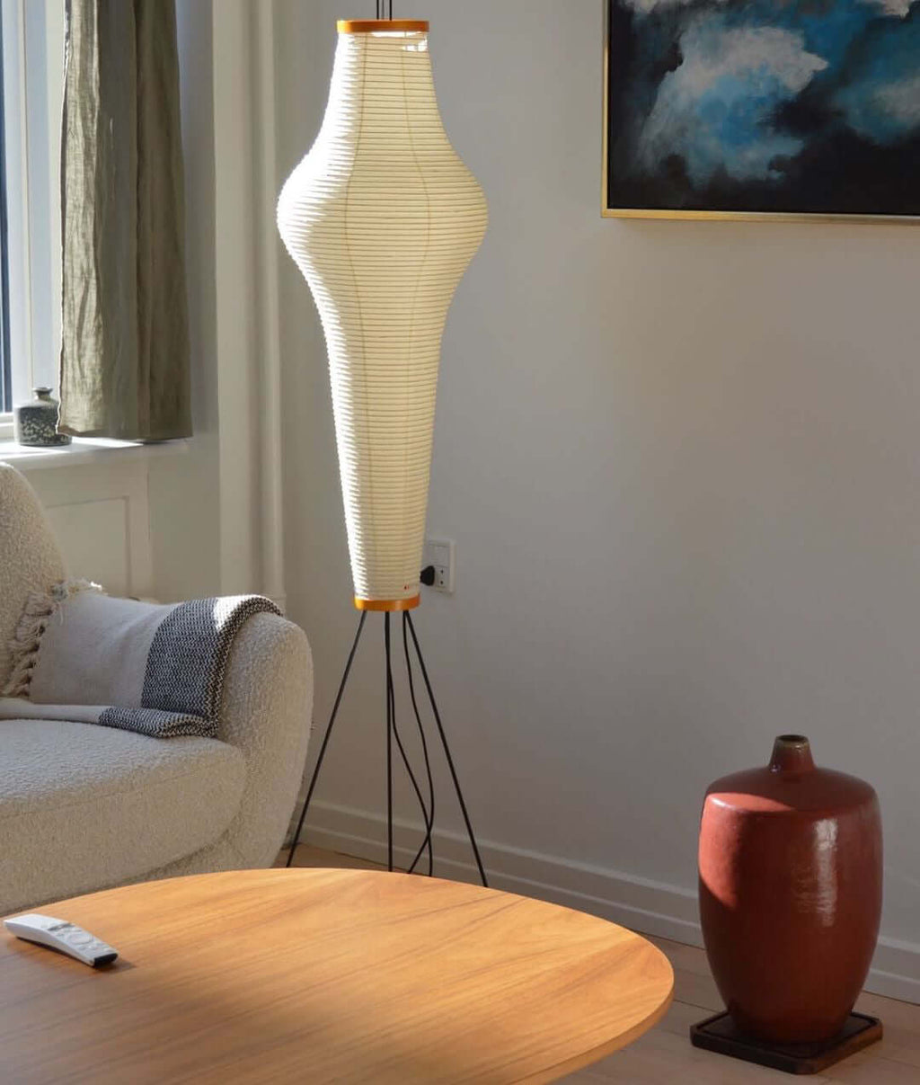 Lampadaire moderne Cyril en papier Blanc