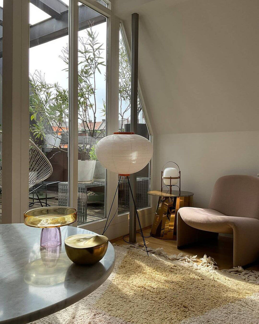 Lampadaire moderne Cyril en papier Blanc