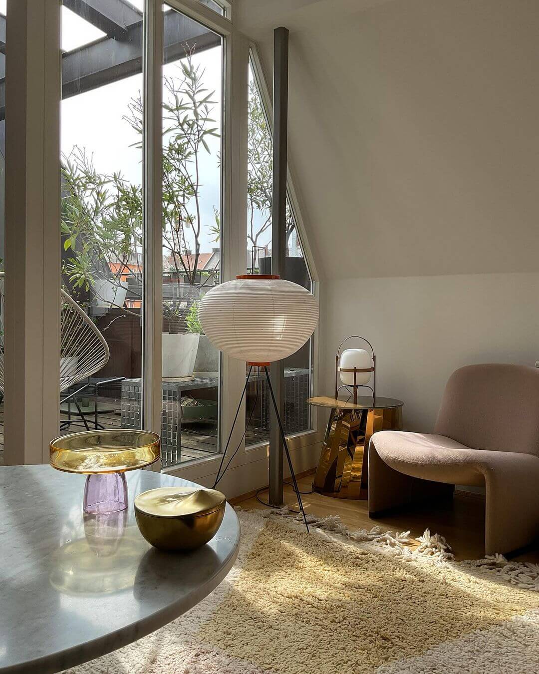 Lampadaire moderne Cyril en papier Blanc