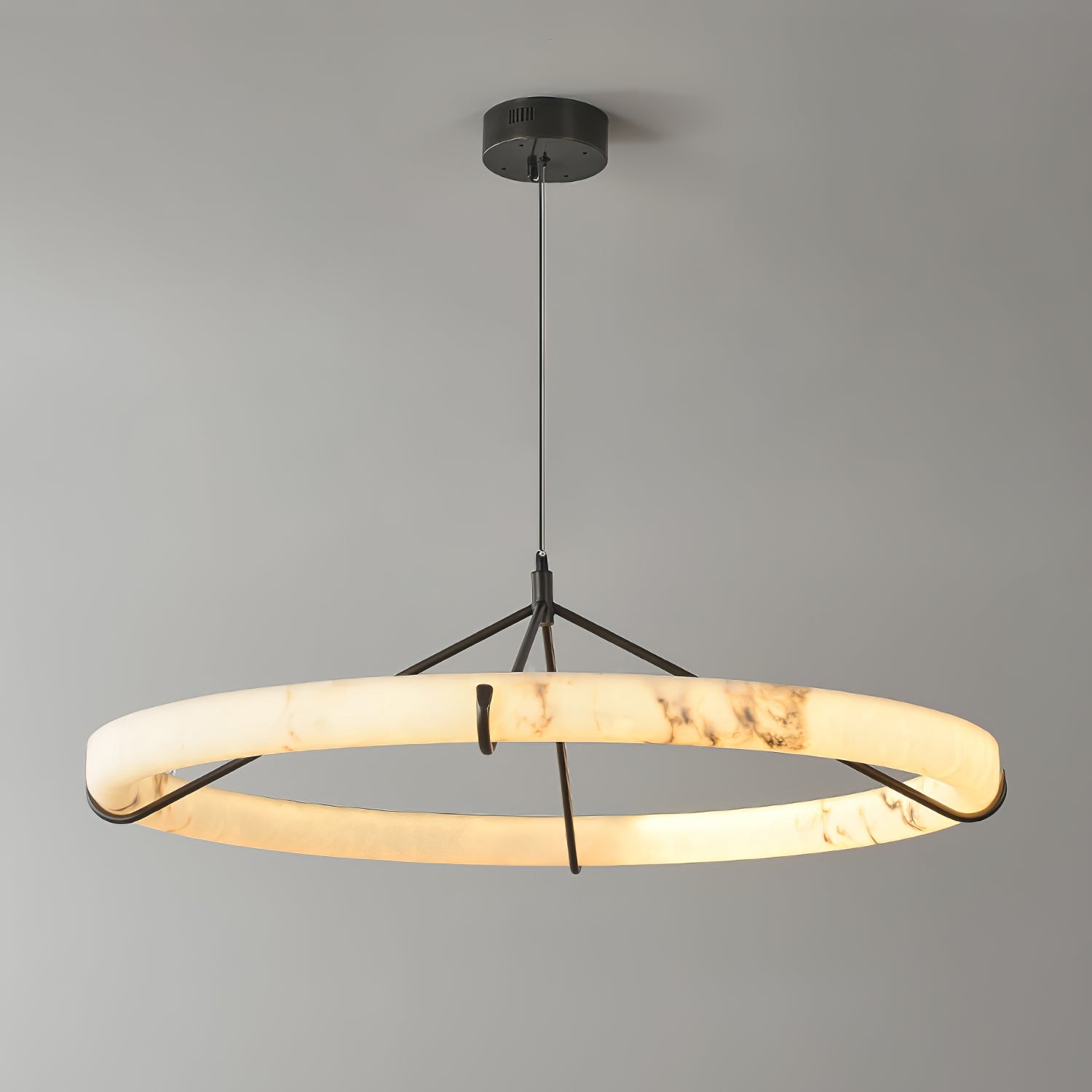 Suspension moderne Dunbar en Albâtre Noir et blanc