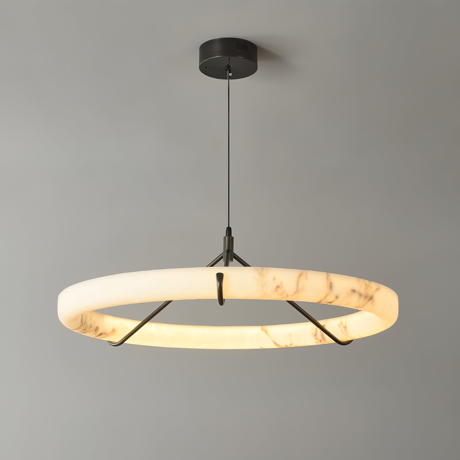 Suspension moderne Dunbar en Albâtre Noir et blanc