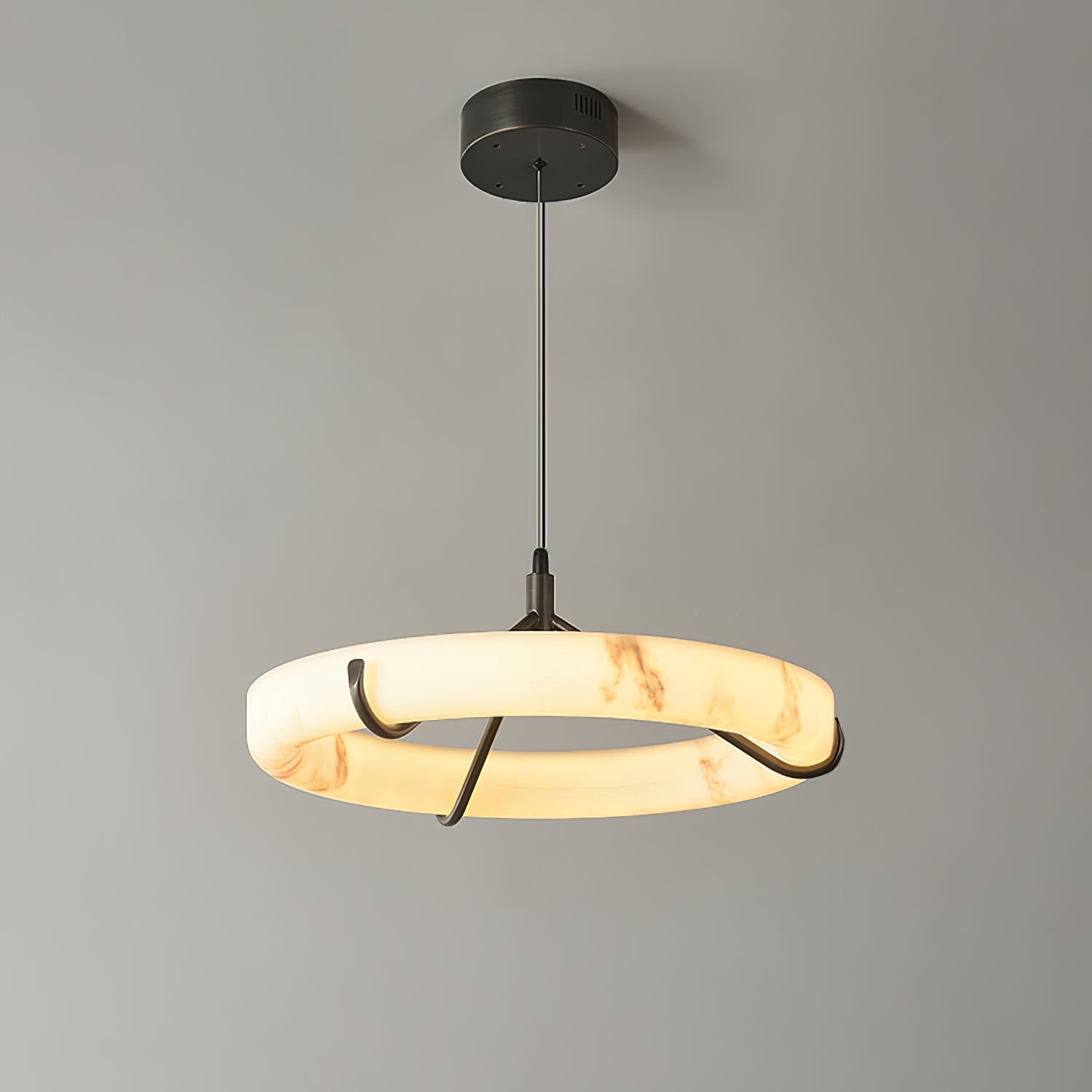 Suspension moderne Dunbar en Albâtre Noir et blanc