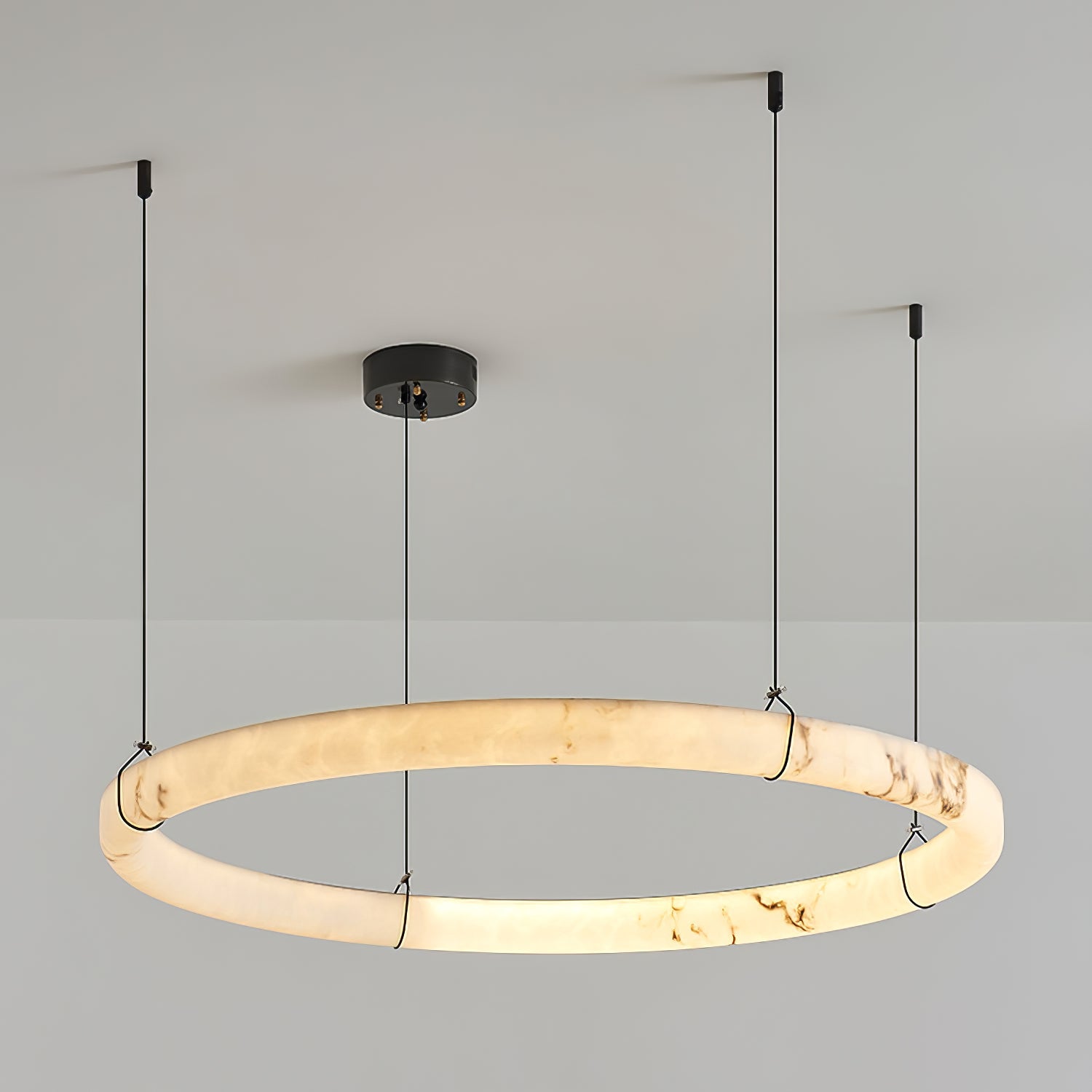 Suspension moderne Dunbar en Albâtre Noir et blanc