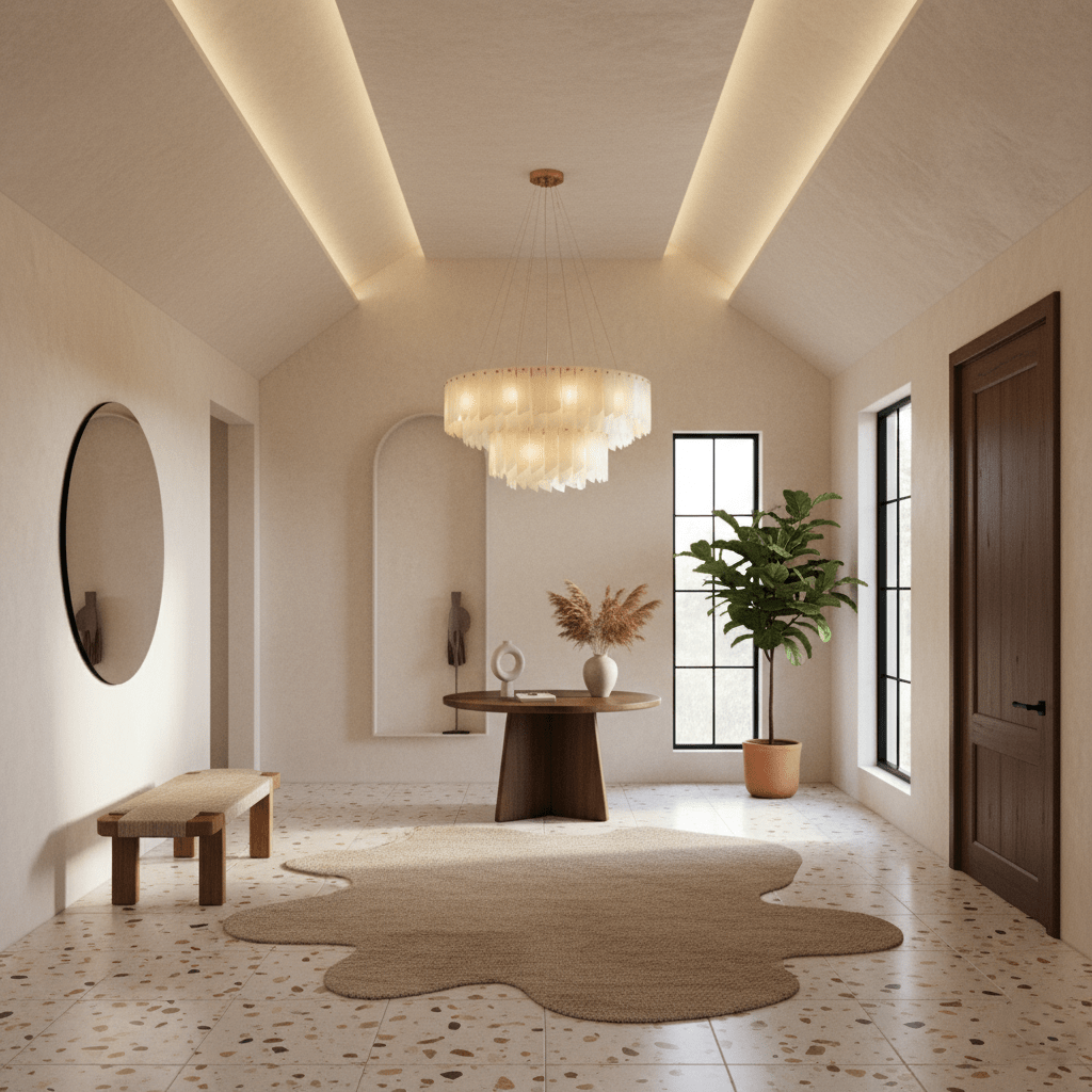 Lustre moderne Darin en Albâtre Laiton et blanc