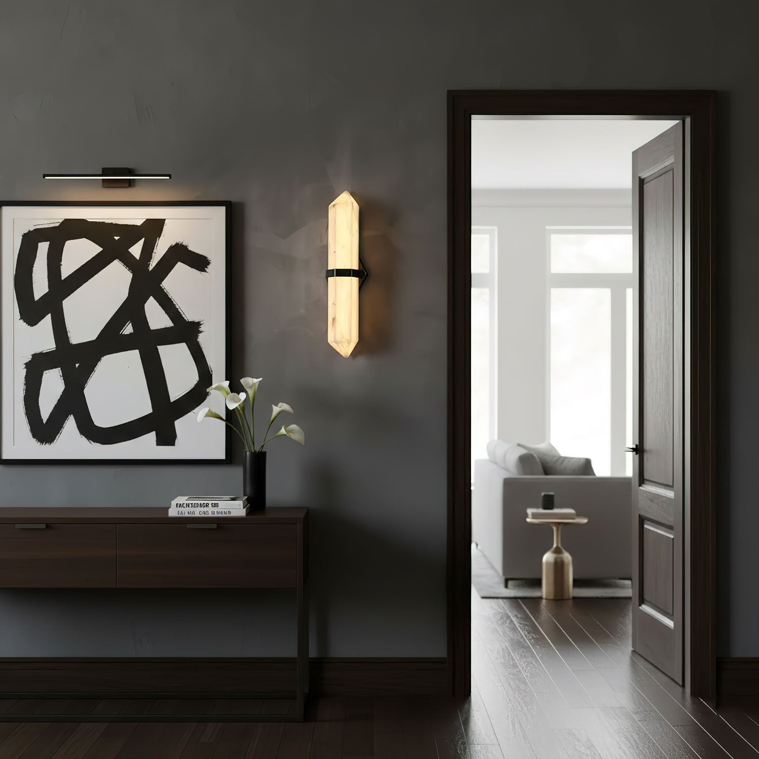 Applique murale moderne Osku en Albâtre Noir et blanc