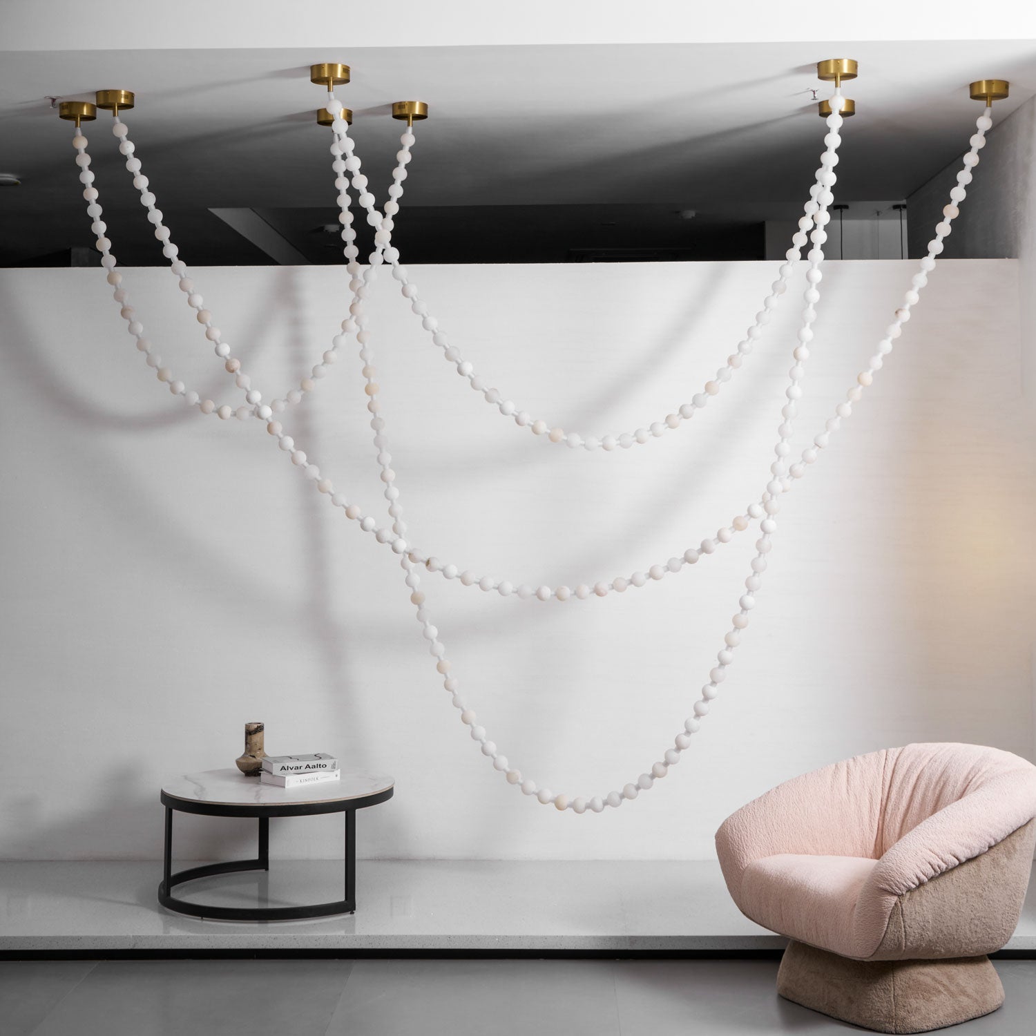 Lustre moderne Miska en Albâtre Or et blanc