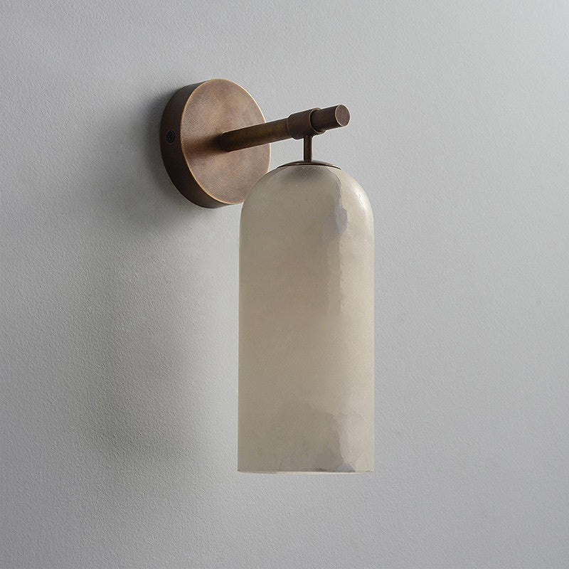 Applique murale moderne Aksel en Albâtre Bronze et blanc