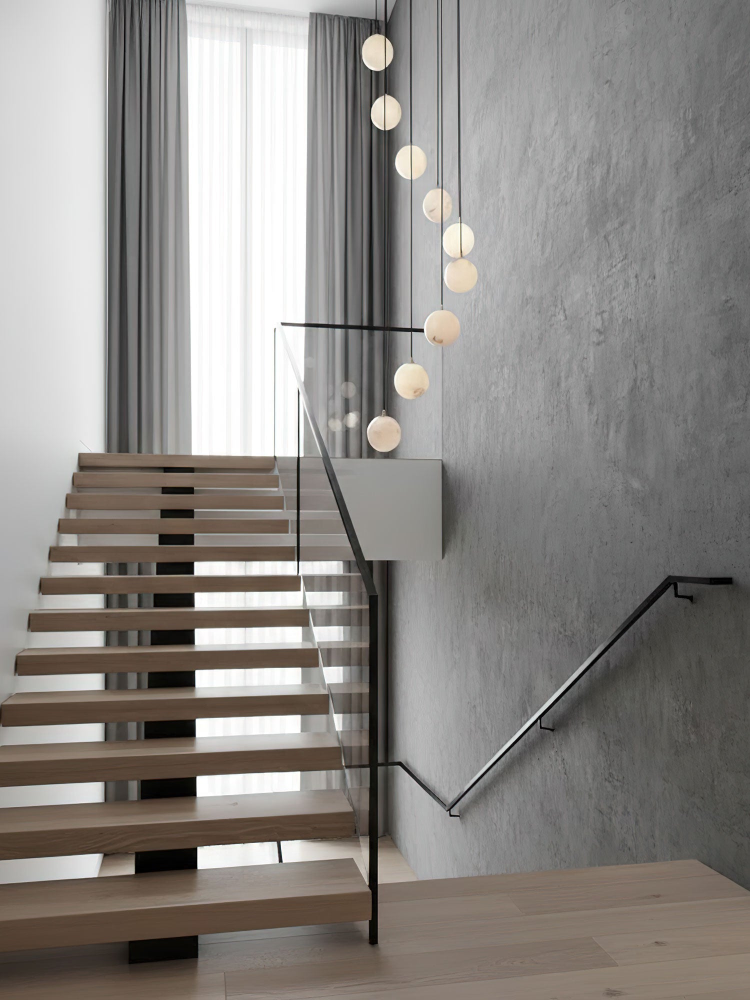 Lustre moderne Mikko en Albâtre Noir et blanc