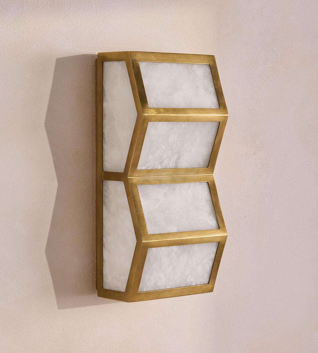 Applique murale moderne Sidley en Albâtre Bronze et blanc