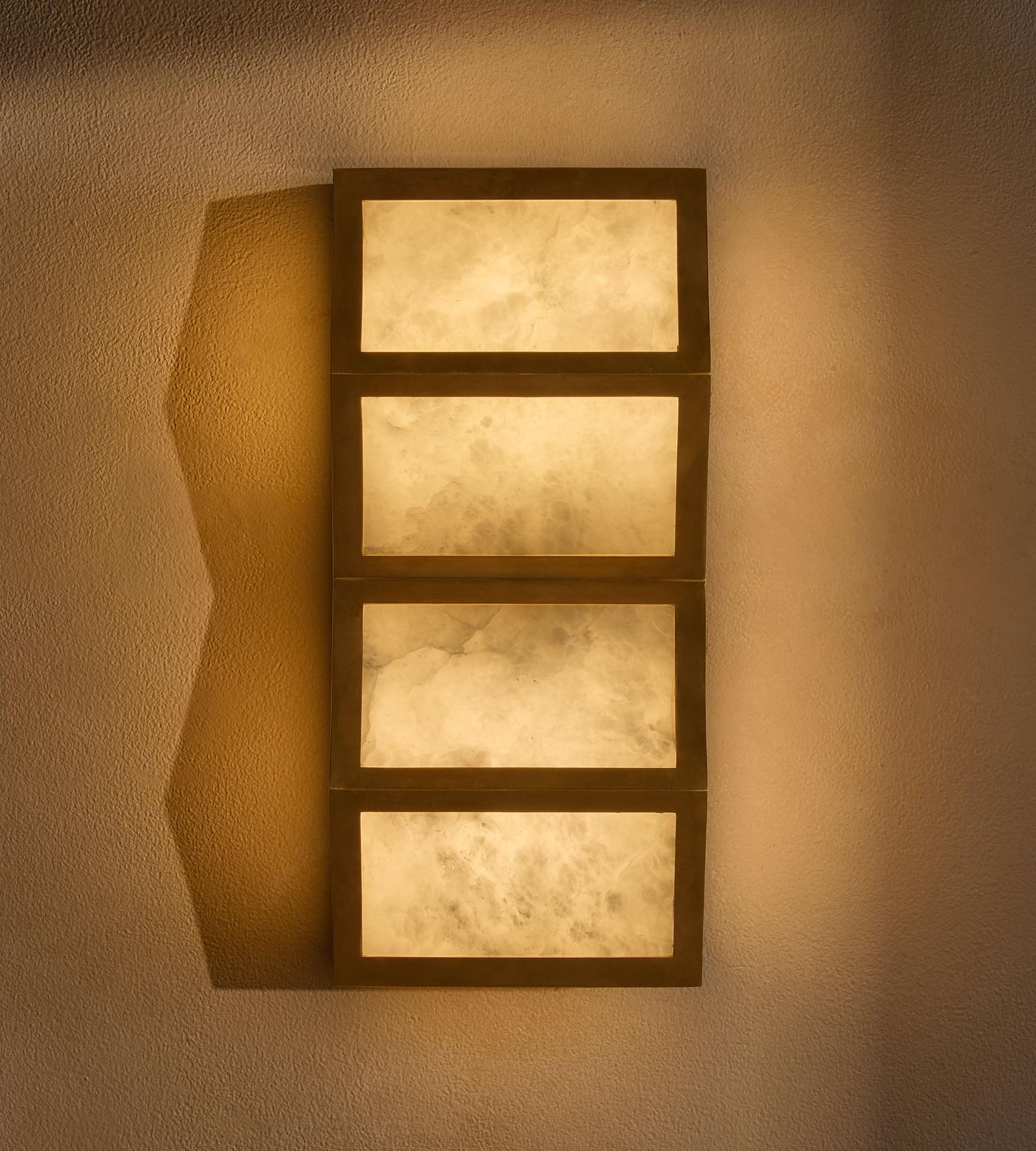 Applique murale moderne Sidley en Albâtre Bronze et blanc