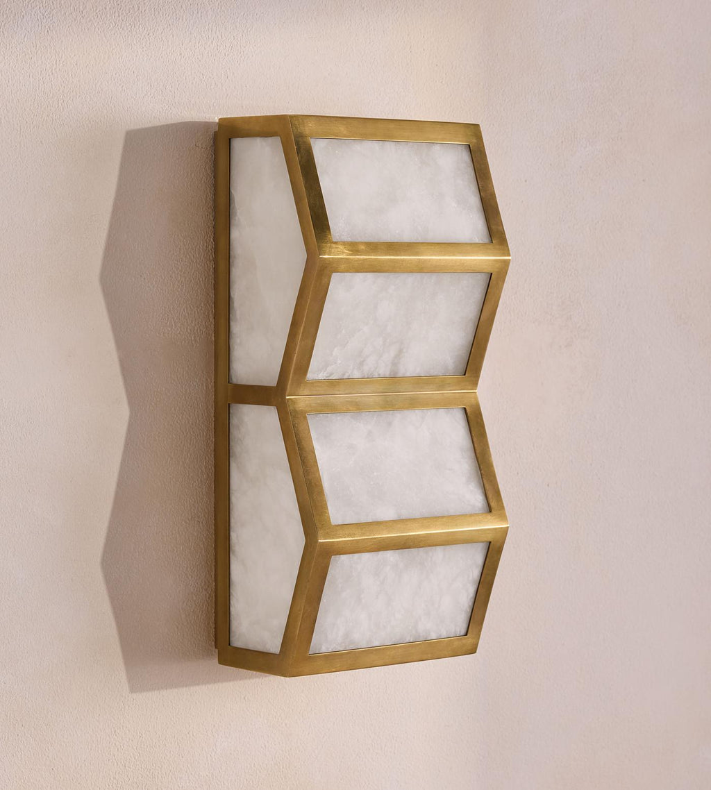 Applique murale moderne Sidley en Albâtre Bronze et blanc
