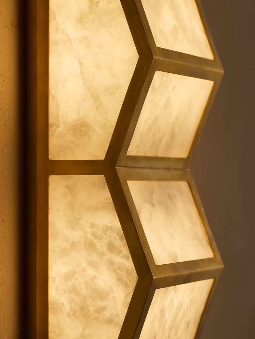 Applique murale moderne Sidley en Albâtre Bronze et blanc