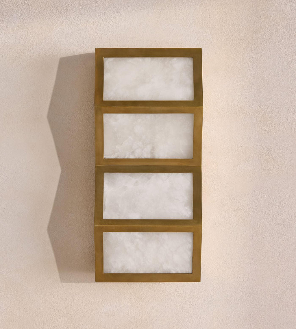 Applique murale moderne Sidley en Albâtre Bronze et blanc