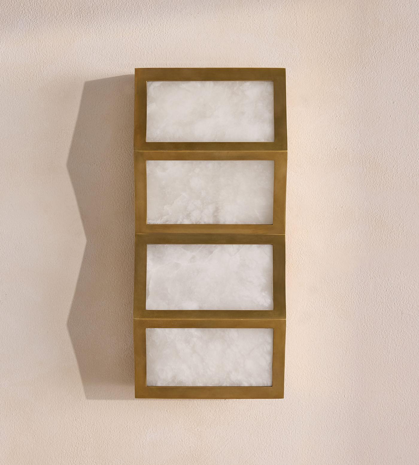 Applique murale moderne Sidley en Albâtre Bronze et blanc