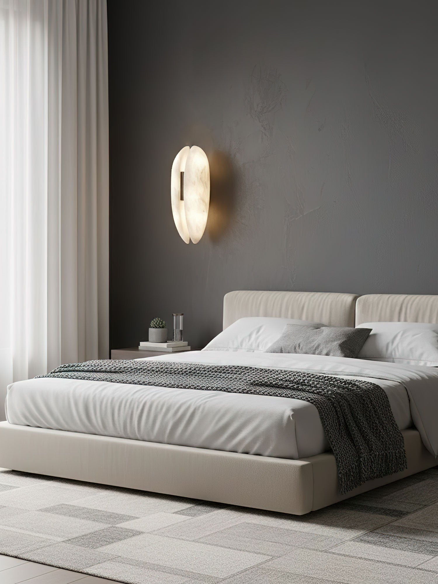 Applique murale moderne Skeggi en Albâtre Noir et blanc